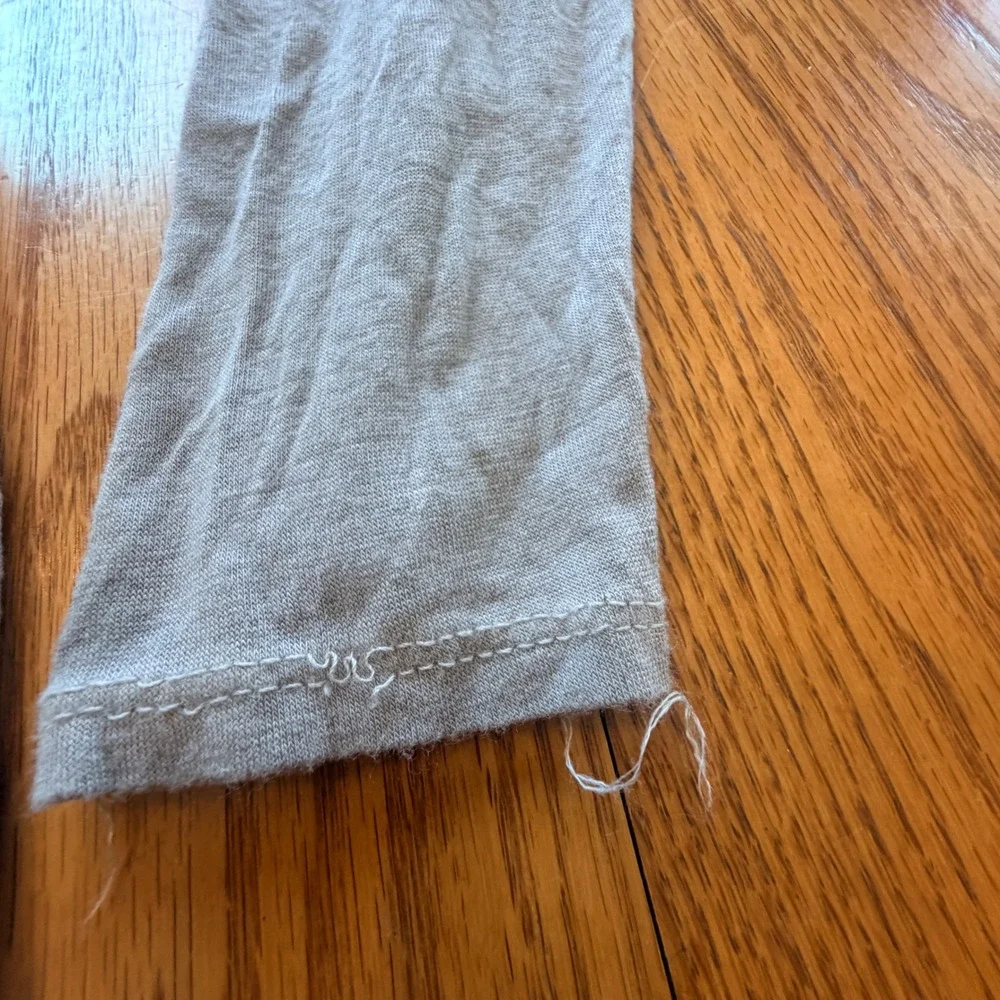Longline Cardigan Open Front Women Small Grey Silk Trim Made In Italy Minimalist